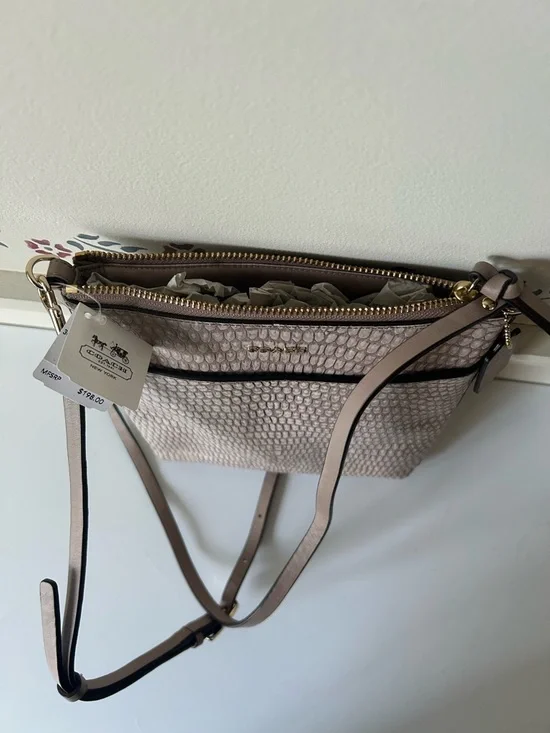 Coach Metallic Taupe Faux Croc Crossbody Bag - Picture 3 of 4